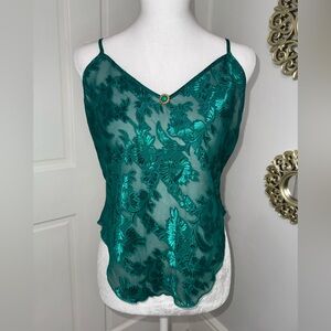 Vintage 90s Esmerald Green Camisole Tank Top From The Colesce Collection Size M.